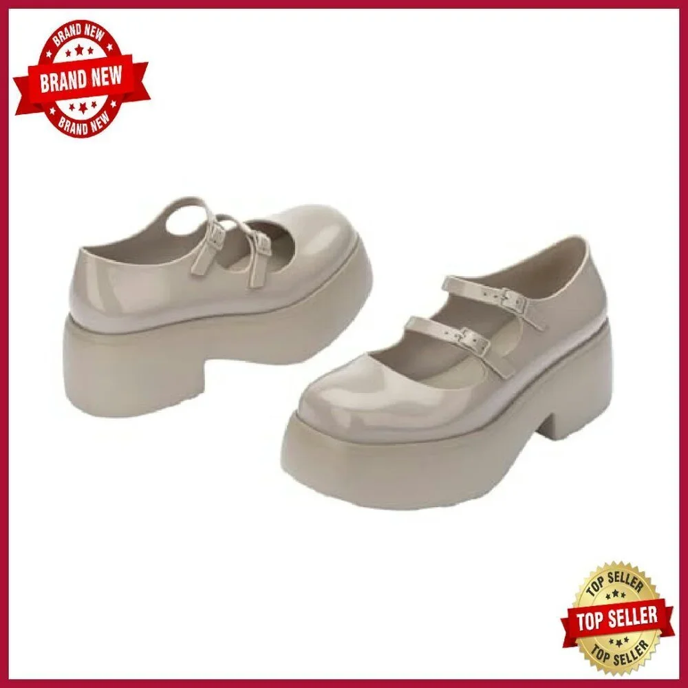 Platform Mary Jane Pumps Vegan PVC Size 7 Retro Femme Style